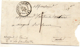 Aube - LAC (incomplète) Du 26/11/1857 Non Affr Tàd Type 15 Nogent-s-Seine + Boite Rurale L (La Jaulsotte) - 1849-1876: Période Classique