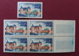 VARIÉTÉ RARE De COULEURS Du CHATEAU De SULLY N° YT 1313 BLOC DE 4 BDF SPLENDIDE - Unused Stamps