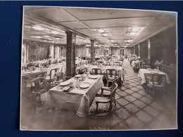 **** BATEAUX *** Photo D'époque  Paquebot Streamer  SalLE 0 MANGER  Intérieur Du PARIS      34x26.5cm - Schiffe