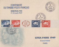 Enveloppe   FRANCE   Centenaire  Du  Timbre  Français    PARIS   1949 - Commemorative Postmarks