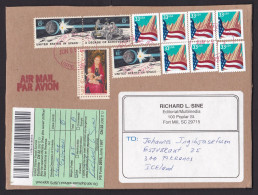 USA: Parcel Fragment (cut-out) To Iceland, 2001, 11 Stamps, Flag, Space, Moon Vehicle, CN22 Customs Label (minor Damage) - Covers & Documents