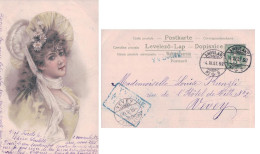 Femme Au Chapeau, Cachet Rectangulaire Et Linéaire YVORNE En Bleu (4.11.1901) - Donne