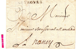 Aube - LAC (29/08/1725) Marque Lenain 3 DE TROYES (mention De Routage "cent Trois " Au Dos) - 1701-1800: Précurseurs XVIII