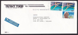 USA: Cover To Netherlands, 1992, 3 Stamps, Olympics, Ice Skating, Aviation, Label US Postal Service (minor Damage) - Brieven En Documenten