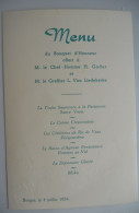 MENU Banquet D'honneur à GODAR & VAN LIEDEKERKE GILDE Des ARCHERS De St SEBASTIEN BRUGES 1954 Brugge Schuttersgilde - Menus