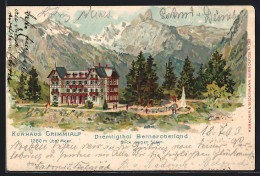 Lithographie Grimmialp /Berneroberland, Das Kurhaus Im Diemtigthal, Blick Gegen Süden  - Bern