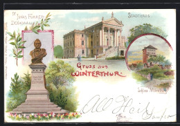 Lithographie Winterthur, Stadthaus, Schloss Mörsburg, Furrer-Denkmal  - Other & Unclassified