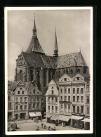 Foto-AK Deutscher Kunstverlag, Nr. 14: Rostock, Neuer Markt Mit Marienkirche  - Photographie