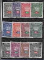 LIECHTENSTEIN 1968/69 " FRANCOBOLLI DI SERVIZIO " SERIE DI 12 VALORI ** MNH LUSSO C2063 - Unused Stamps