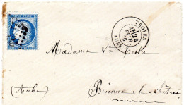 Aube - Env Sans Corr Affr N° 60C Obl GC 4034 Tàd Type 18 Troyes - 1849-1876: Période Classique