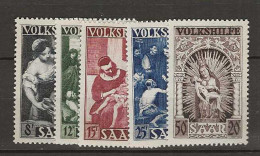 1949 MH Saarland MI 267-71 - Unused Stamps