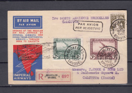 Belgie - Belgique:  Bruxelles Calcutta Imperial Airways 1933 (zie  Scan) - Covers & Documents