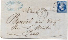 Aube - LAC (13/11/1867) Affr N° 22 Obl Griffe Ambulant BP Tàd Type 15 Gare De Troyes - 1849-1876: Période Classique