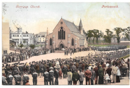 Postcard UK England Hampshire Portsmouth Garrison Church Parade Posted 1904 - Barracks