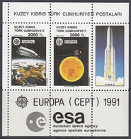 ZYPERN Türk. Block 9, Postfrisch **, Europa CEPT: Europäische Weltraumfahrt., 1991 - Ongebruikt