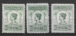 Suriname 1913-26, NVPH 100B, 100C, 100D MH; Kw 27 EUR (SN 3116) - Suriname ... - 1975