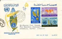 Egypt Registered FDC 21-3-1963 Freedom From Hunger Campagn Uprated And Sent To Italy (see Scans) - Lettres & Documents