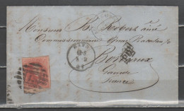 Belgique 1862 - Médaillons 40 C. Sur Lettre De Gand à Bordeaux - 1858-1862 Medaillons (9/12)