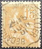 N°117 Mouchon 15c Orange. Cachet Convoyeur En 1901 De Bédarieux à Montpellier - 1900-02 Mouchon