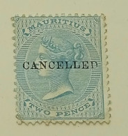 Mauritius-1863 Two Pence Blue "Victoria" Overprinted "cancelled" - Maurice (...-1967)