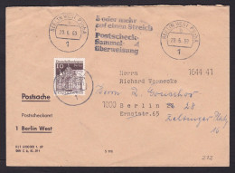 Germany Berlin: Postal Service Cover, 1969, 1 Stamp, Postcheckamt, Cheque Office, Car Advertorial At Back (minor Damage) - Storia Postale