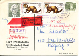 Germany DDR Registered Value Cover COD Cash On Delivery Reichenbach 16-4-1982 Sealed With Wax On The Backside - Brieven En Documenten