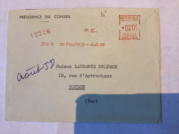 Paris 44 PC 1958 - PC : Présidence Du Conseil = Premier Ministre - EMA (Empreintes Machines à Affranchir)