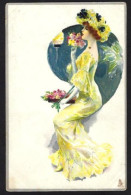 CPA Art Nouveau Femme Girl Woman Non Circulé - Vrouwen