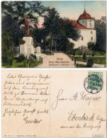 Ansichtskarte Zittau König Albert Denkmal - Stadtgärtnerei U. Blumenuhr 1909 - Zittau