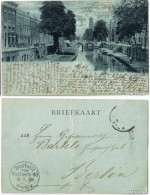 Postkaart Utrecht Utrecht Mondschein Litho Oude Gracht 1899 - Other & Unclassified