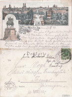 München Litho Denkmal Ludwig I Und Panorama Gel. 1899 - München