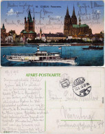 Köln Coellen /  Cöln Panorama - Ausflugsdampfer Ansichtskarte  1915 - Koeln
