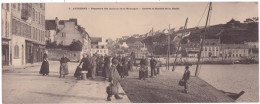 29 AUDIERNE  Panorama Des Quais Et De La Montagne-Arrivée Et Marché De La Marée  CARTE DOUBLE  SUP PLAN  RARETE  1923 - Audierne
