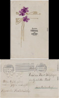 Glückwunsch: Neujahr: Reliefblume Und Goldrand Jugendstil Veilchen 1910 - Nouvel An