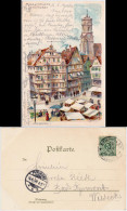 Ansichtskarte Stuttgart Marktplatz - Künstlerkarte 1899  - Stuttgart