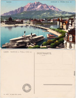 Luzern Lucerna Seebrücke Und Pilatus, Dampfer 1913 - Sonstige & Ohne Zuordnung