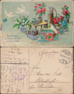  Glückwunsch - Geburtstag: Tauben Und Blumen 1916 Silberrand - Anniversaire