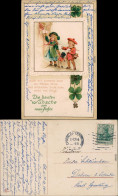 Neujahr/Sylvester: Kinder Kleeblatt 1914 Prägekarte - New Year