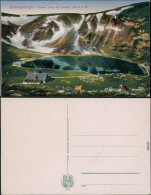 Brückenberg Krummhübel Karpacz  Künstlerkarte Kleiner Teich, Baude  Kühe 1914 - Poland