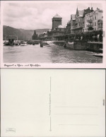 Boppard Anlegestelle, Hotel LILIE - Rheinhafen Foto Ansichtskarte 1934 - Boppard