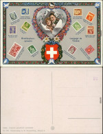 Ansichtskarte _Schweiz Allgemein Briefmarken Schweiz - Liebespaar 1918  - Sonstige & Ohne Zuordnung