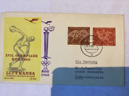 Hamburg Frankfurt Rom 1960 - Lufthansa - Olympiades Roma Rome - Jeux Olympiques - Covers & Documents