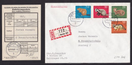 Germany Berlin: Registered Cover, 1968, 4 Charity Stamps, Wild Cat, Badger, Otter, Beaver, Receipt Form (minor Damage) - Storia Postale