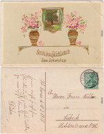 Jugendstil Goldrand  Gückwunsch Geburtstag Postcard Anschtskarte  1915 - Anniversaire