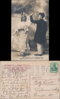 Ansichtskarte - Liebespaar: Biedermeier Kleider 1907 - Paare