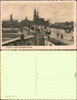Dresden Augustusbrücke /  Georgij-Dimitroff-Brücke, Straßenbahn 1945 - Dresden