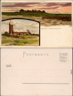 Utersum-Föhr-Amrum 2 Bild Litho: Hallige Mit Kirche Boldinum 1900  - Autres & Non Classés