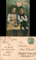  Glückwunsch/Grußkarten: Geburtstag - Kinder Mit Blumen In Hand 1909 - Birthday
