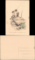  Kinder Auf Einem Teich Mit Ruderboot Beim Angeln 1928 - Humor