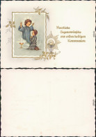 Glückwunsch Kommunion- Mit Engel Und Heiligen-Gral 1935 Goldrand - Sonstige & Ohne Zuordnung